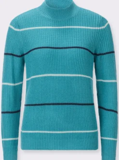 Stehkragenpullover in Ripp-Optik