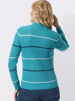Stehkragenpullover in Ripp-Optik