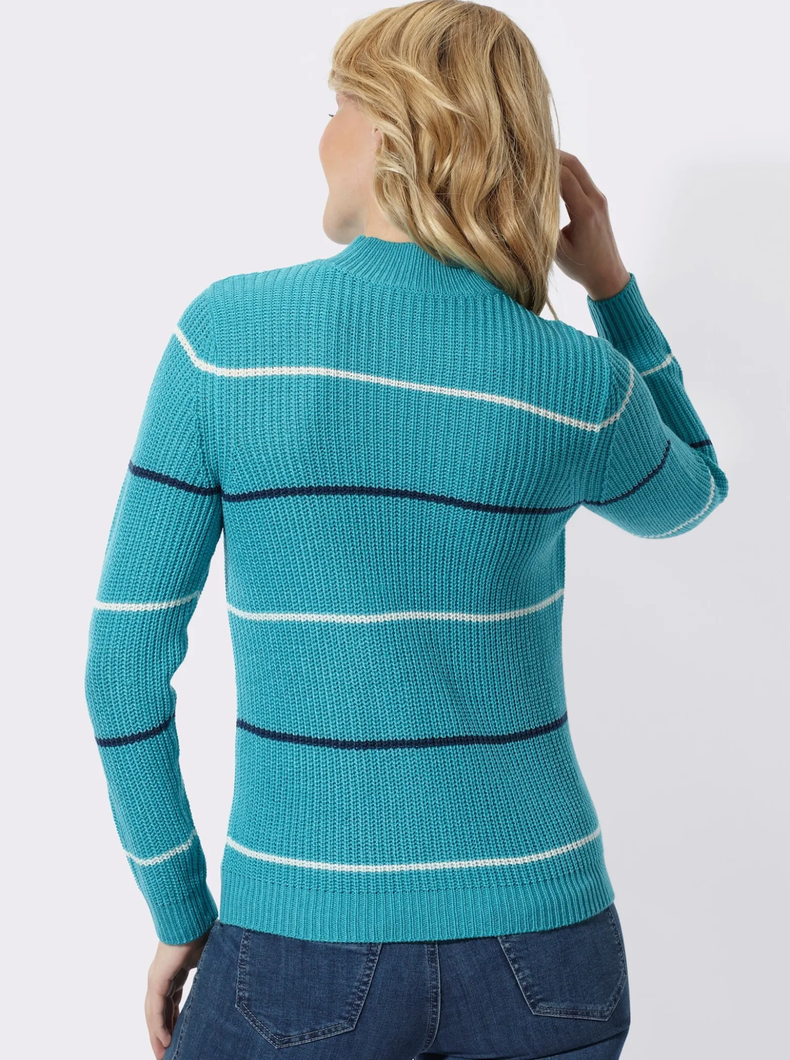 Stehkragenpullover in Ripp-Optik