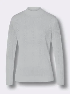 Stehkragenpullover mit Ajour-Muster