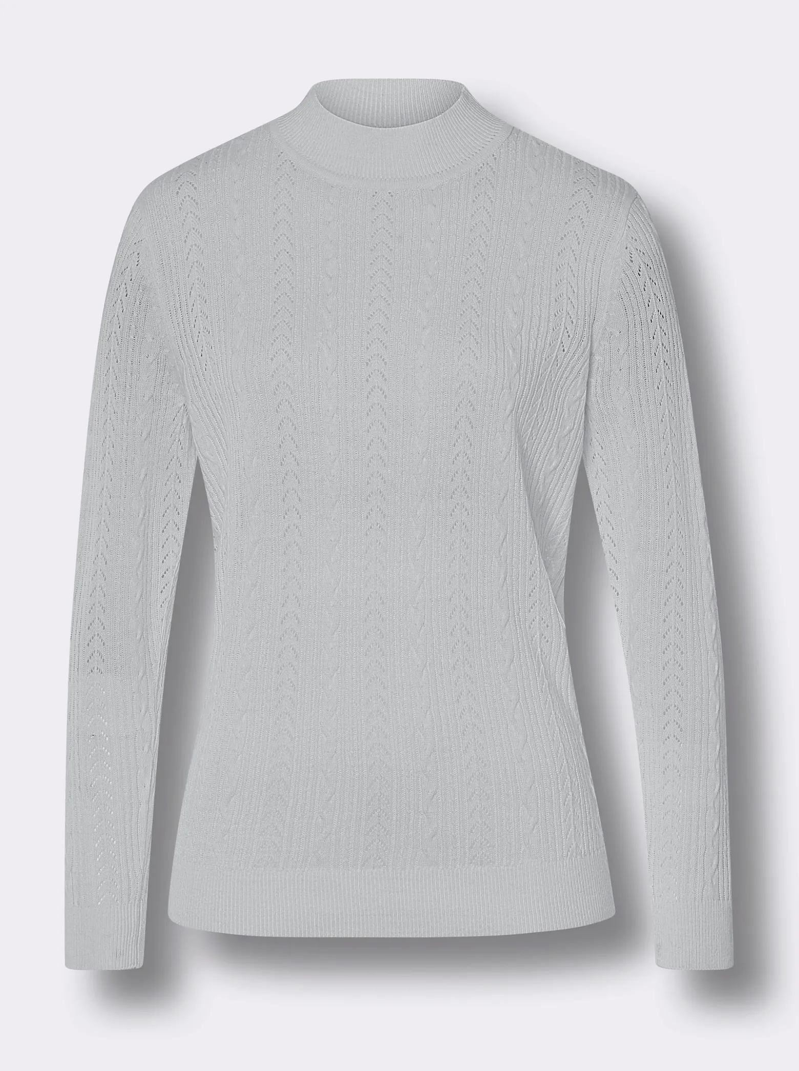 Stehkragenpullover mit Ajour-Muster