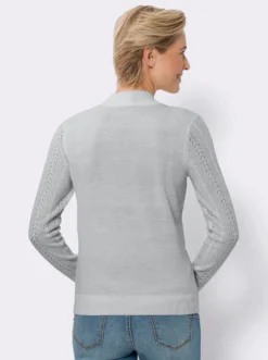 Stehkragenpullover mit Ajour-Muster