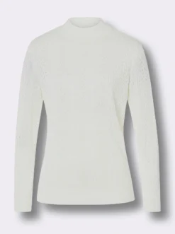 Stehkragenpullover mit Ajour-Muster