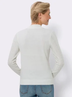 Stehkragenpullover mit Ajour-Muster