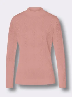 Stehkragenpullover mit Ajour-Muster