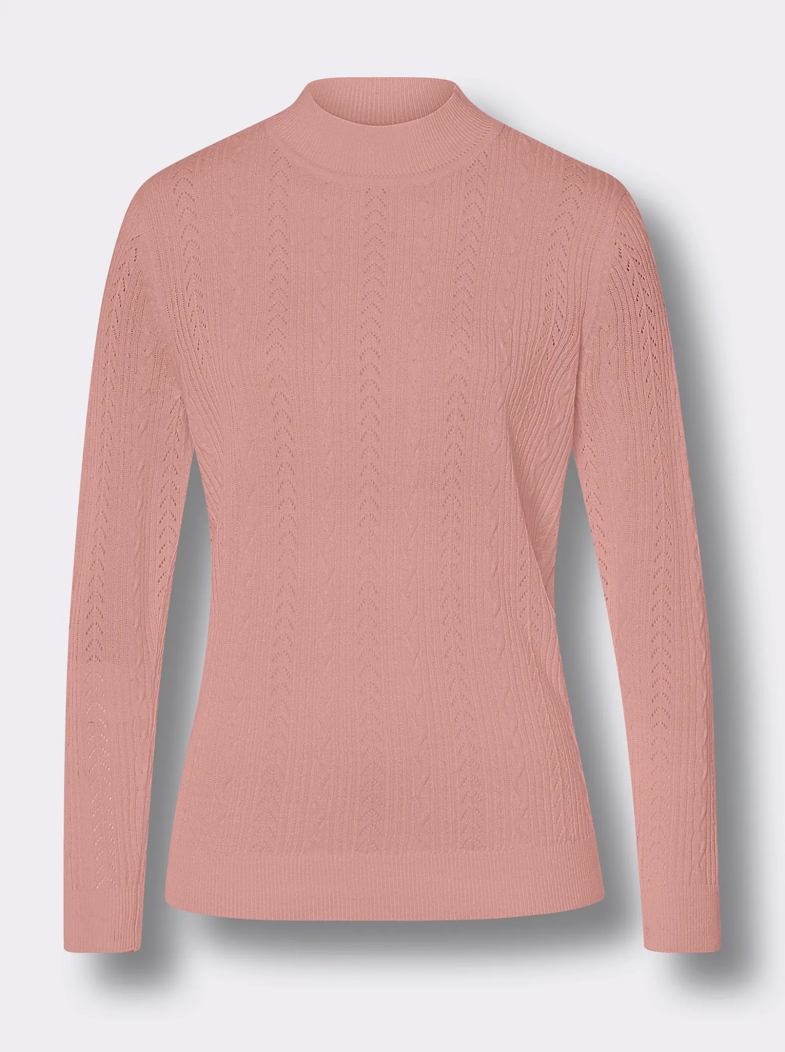 Stehkragenpullover mit Ajour-Muster