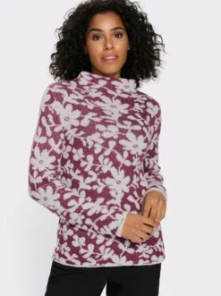 Stehkragenpullover mit Effektgarn
