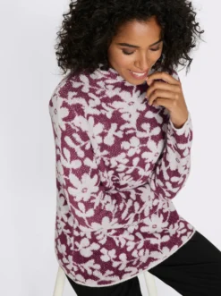 Stehkragenpullover mit Effektgarn
