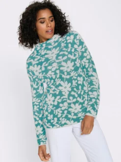 Stehkragenpullover mit Effektgarn