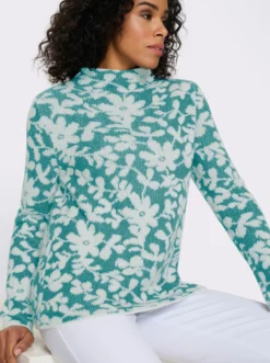 Stehkragenpullover mit Effektgarn