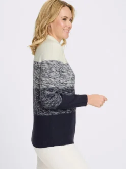 Stehkragenpullover mit Farbverlauf