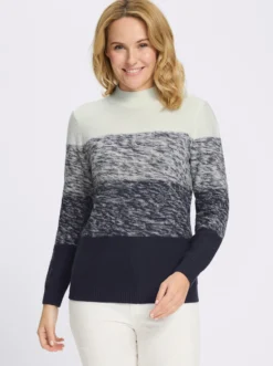 Stehkragenpullover mit Farbverlauf