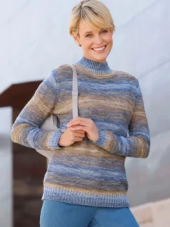 Stehkragenpullover mit Farbverlauf
