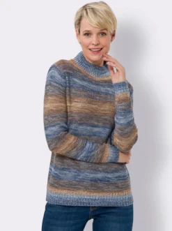 Stehkragenpullover mit Farbverlauf
