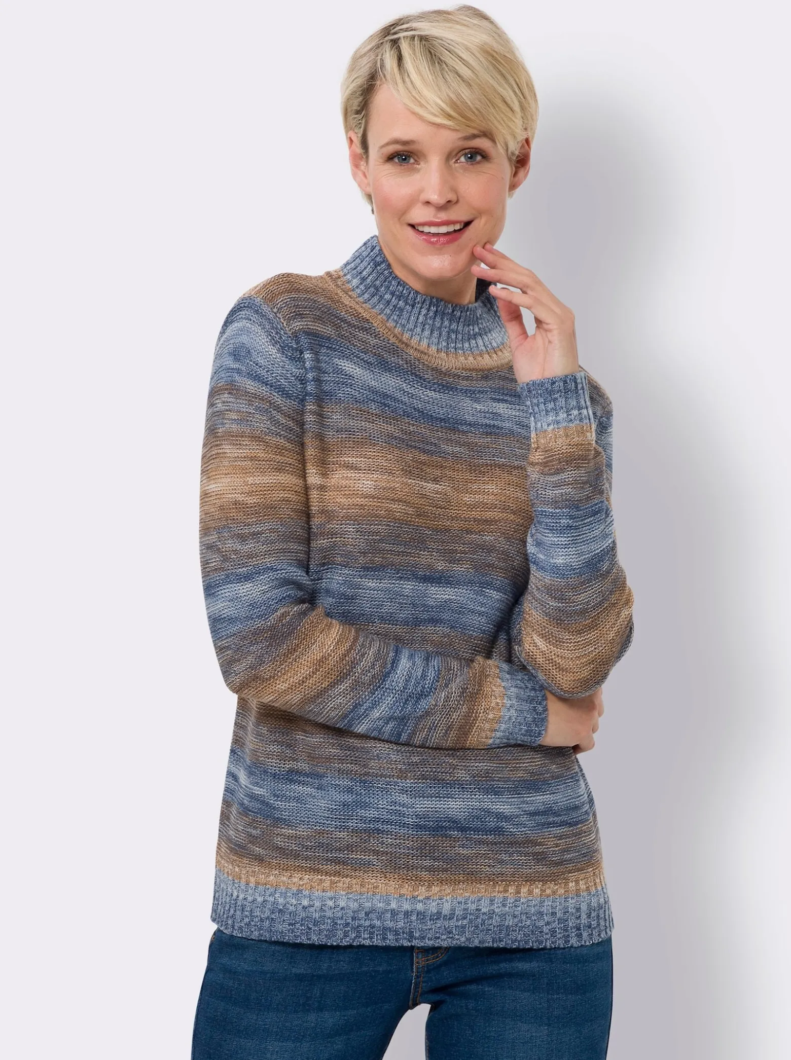 Stehkragenpullover mit Farbverlauf