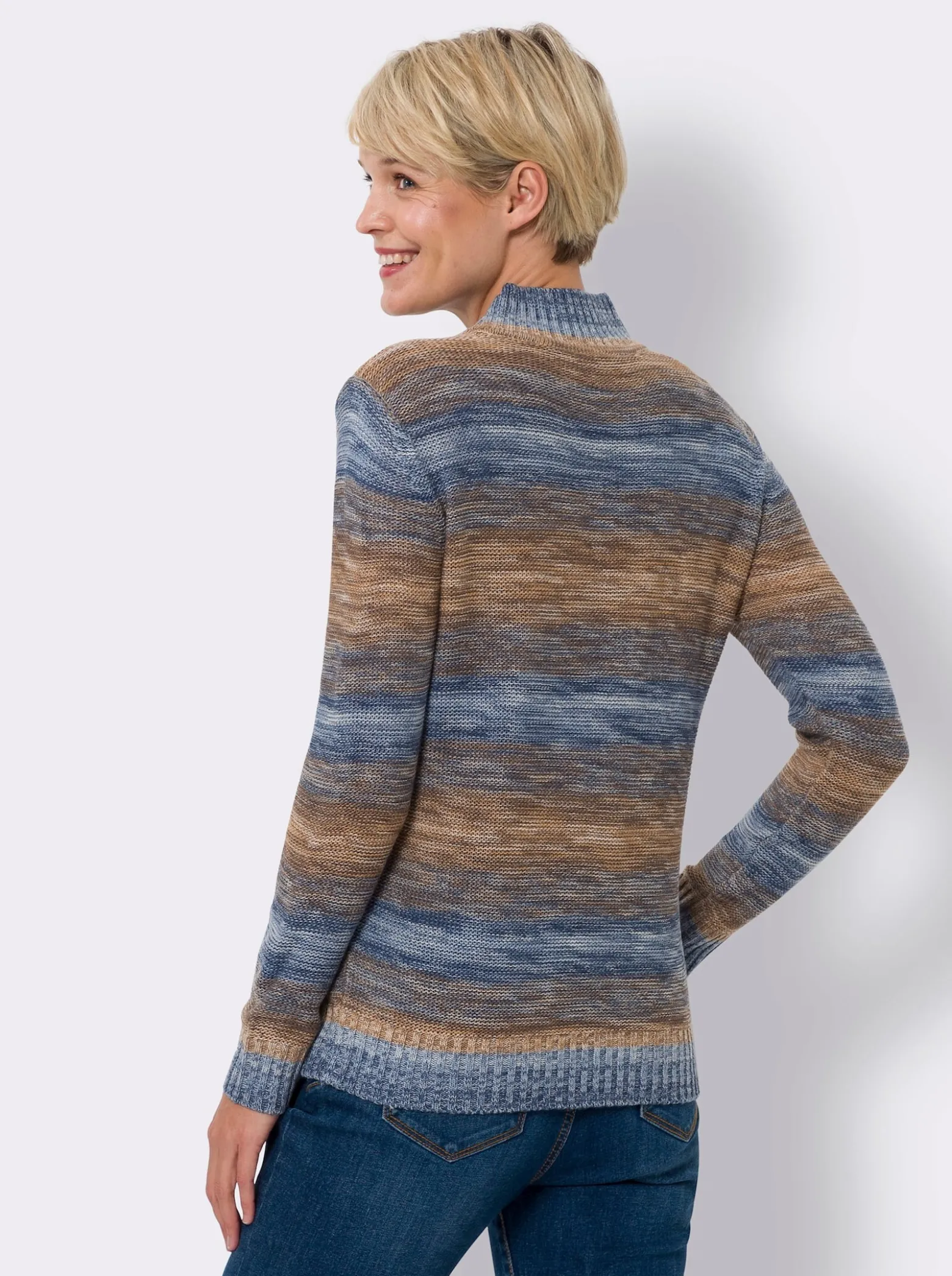 Stehkragenpullover mit Farbverlauf
