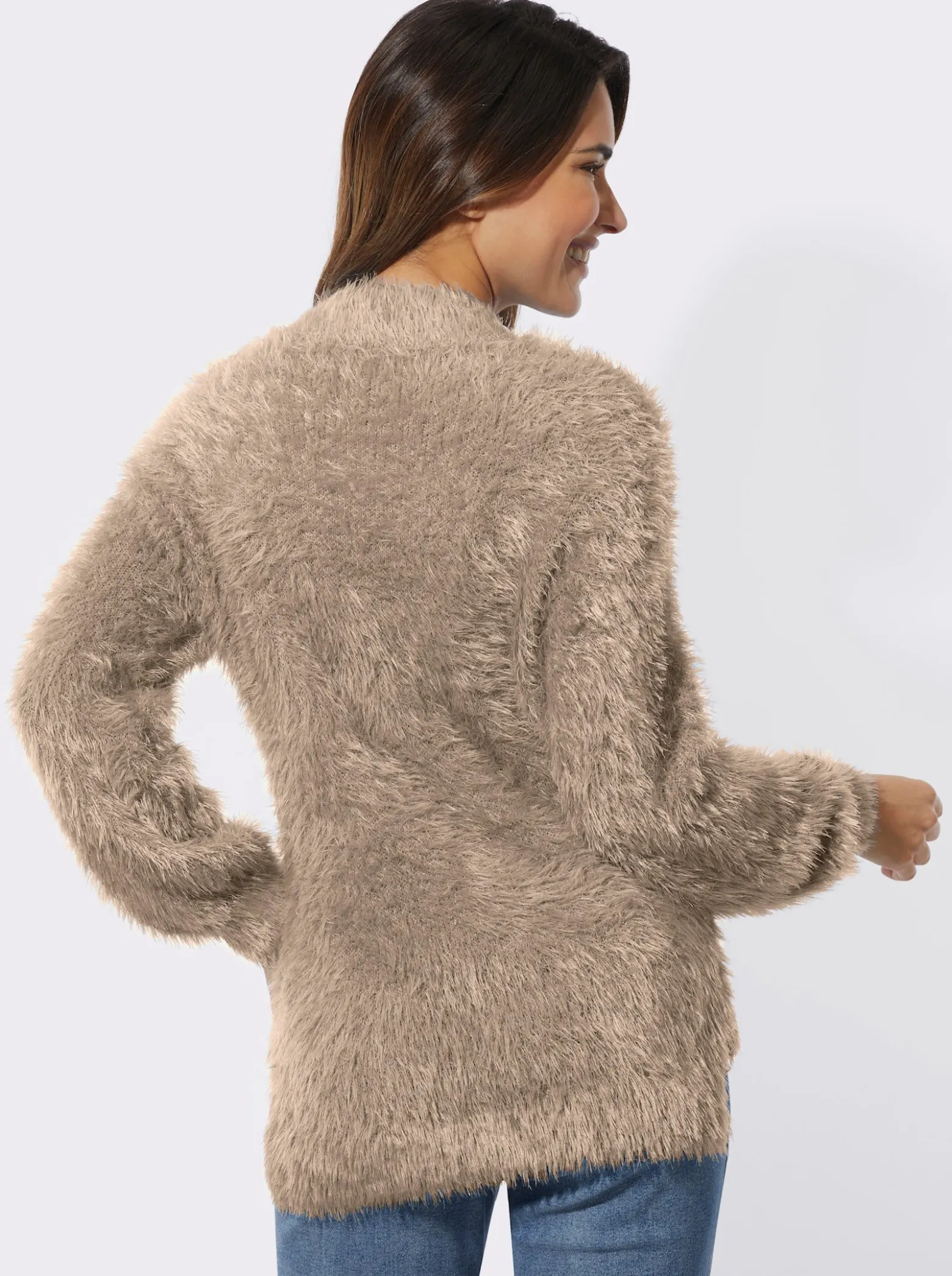 Stehkragenpullover mit Flauschgarn
