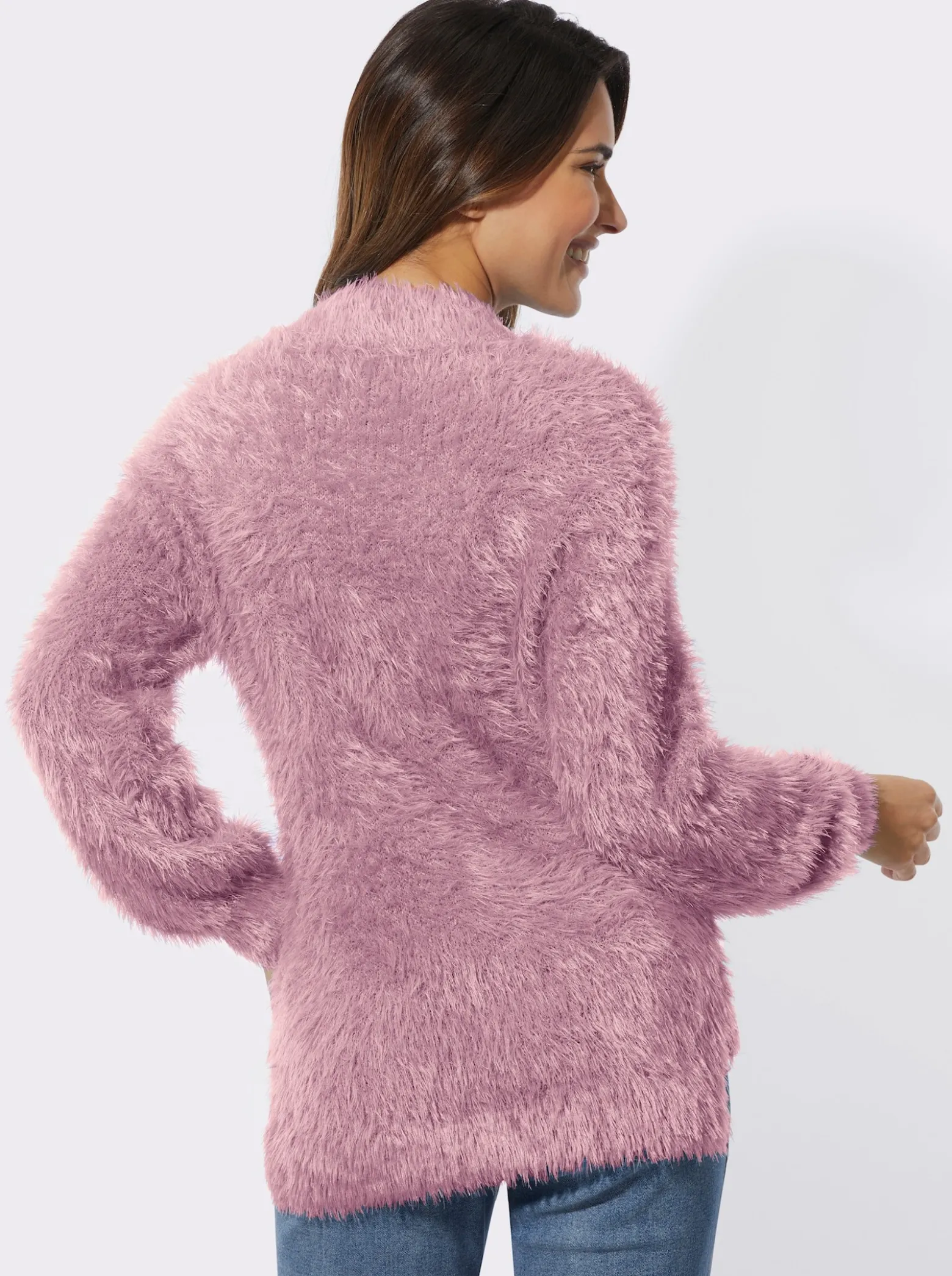 Stehkragenpullover mit Flauschgarn