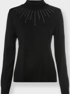 Stehkragenpullover mit funkelnden Steinchen