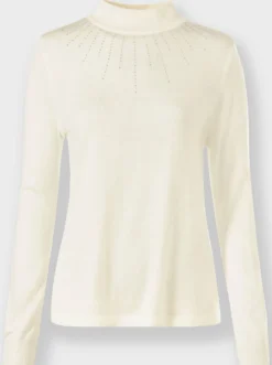 Stehkragenpullover mit funkelnden Steinchen