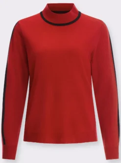 Stehkragenpullover mit gerippten Abschlüssen