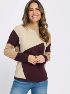 Stehkragenpullover mit grafischem Muster