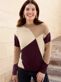 Stehkragenpullover mit grafischem Muster