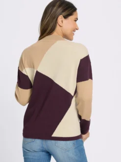 Stehkragenpullover mit grafischem Muster