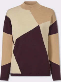 Stehkragenpullover mit grafischem Muster