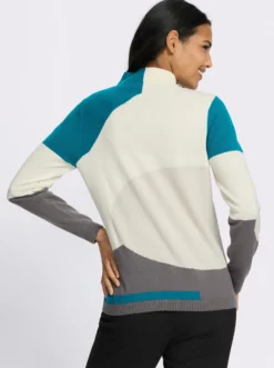 Stehkragenpullover mit Intarsienmuster