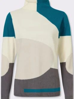 Stehkragenpullover mit Intarsienmuster