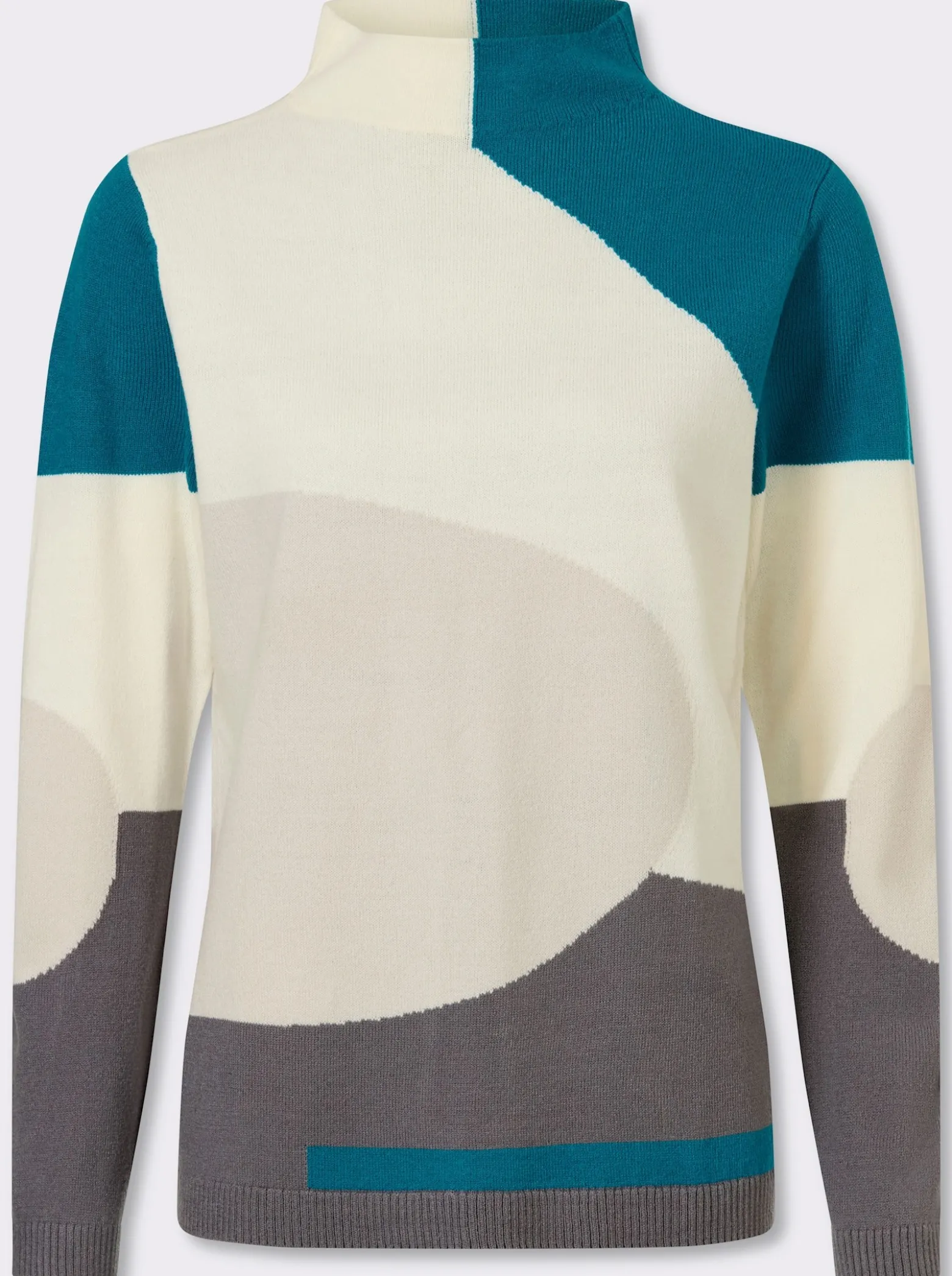Stehkragenpullover mit Intarsienmuster