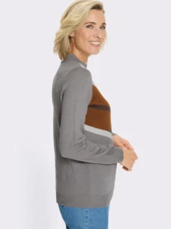 Stehkragenpullover mit Intarsienmuster