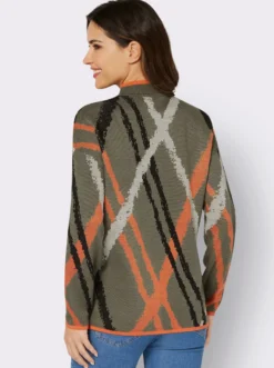 Stehkragenpullover mit Jacquardmuster
