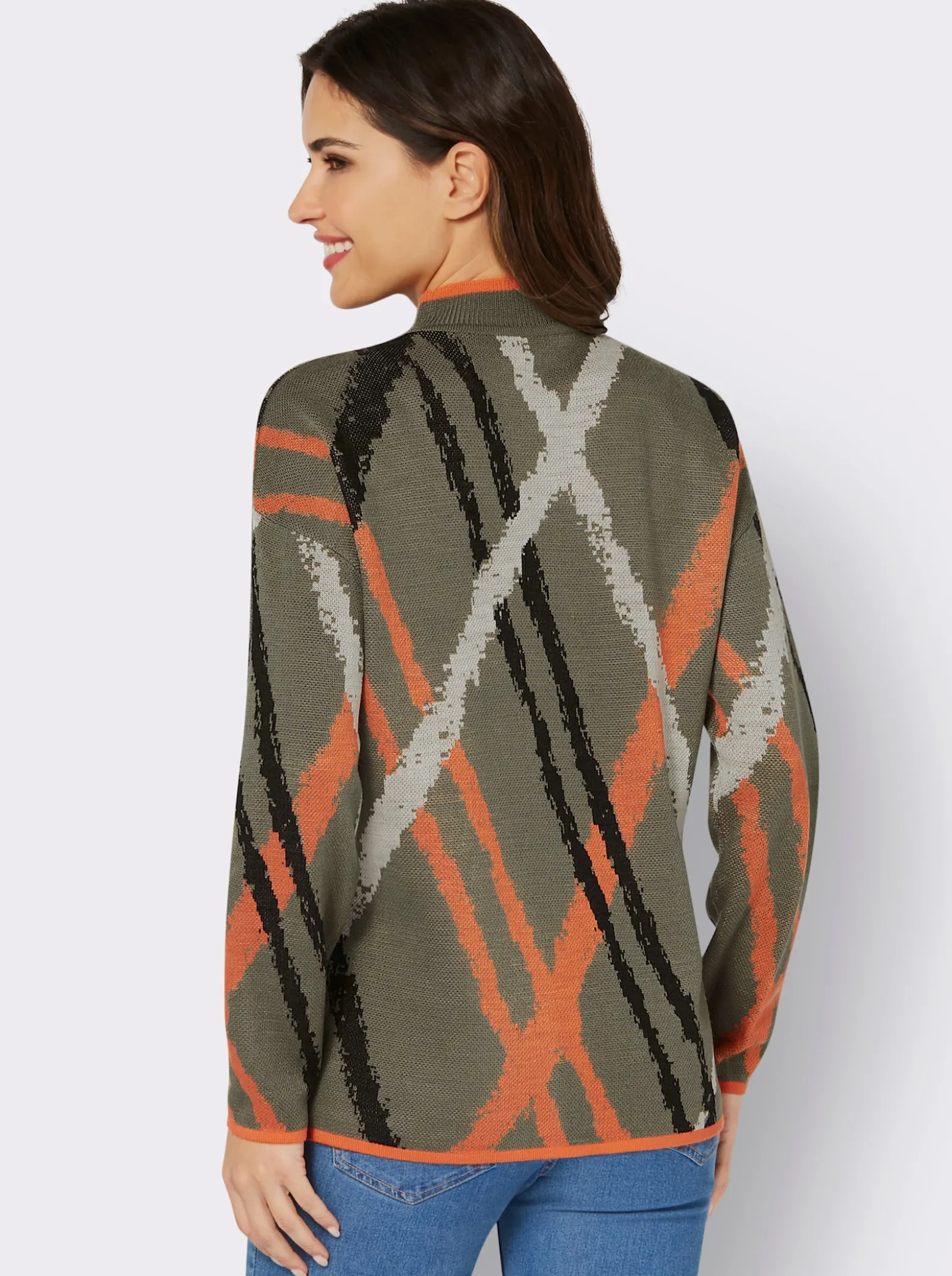 Stehkragenpullover mit Jacquardmuster