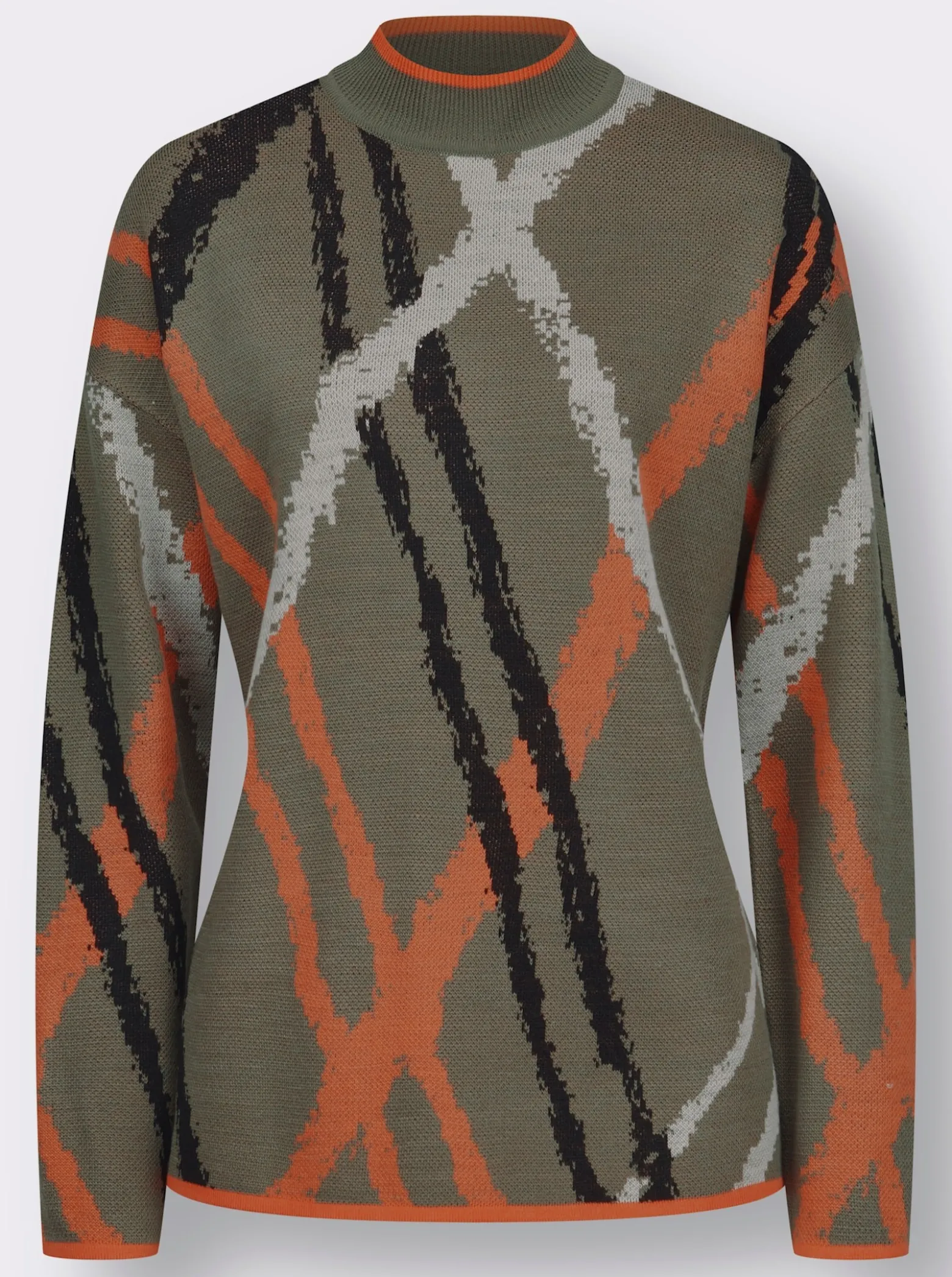 Stehkragenpullover mit Jacquardmuster