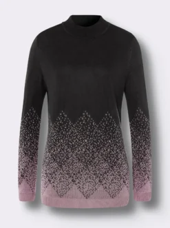 Stehkragenpullover mit Jacquard-Muster