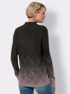 Stehkragenpullover mit Jacquard-Muster