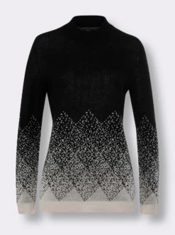 Stehkragenpullover mit Jacquard-Muster