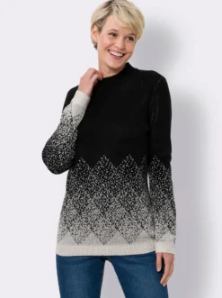 Stehkragenpullover mit Jacquard-Muster