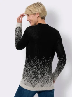 Stehkragenpullover mit Jacquard-Muster