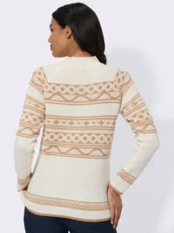 Stehkragenpullover mit Jacquardmuster