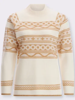 Stehkragenpullover mit Jacquardmuster