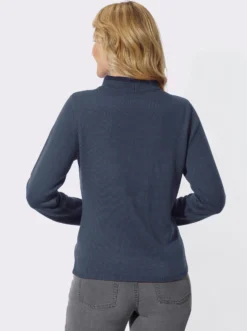 Stehkragenpullover mit Kontrast-Akzenten