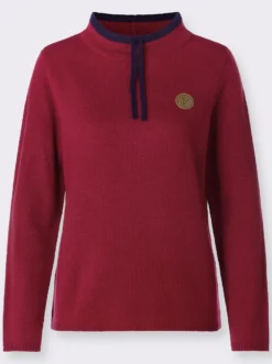 Stehkragenpullover mit Kontrast-Akzenten