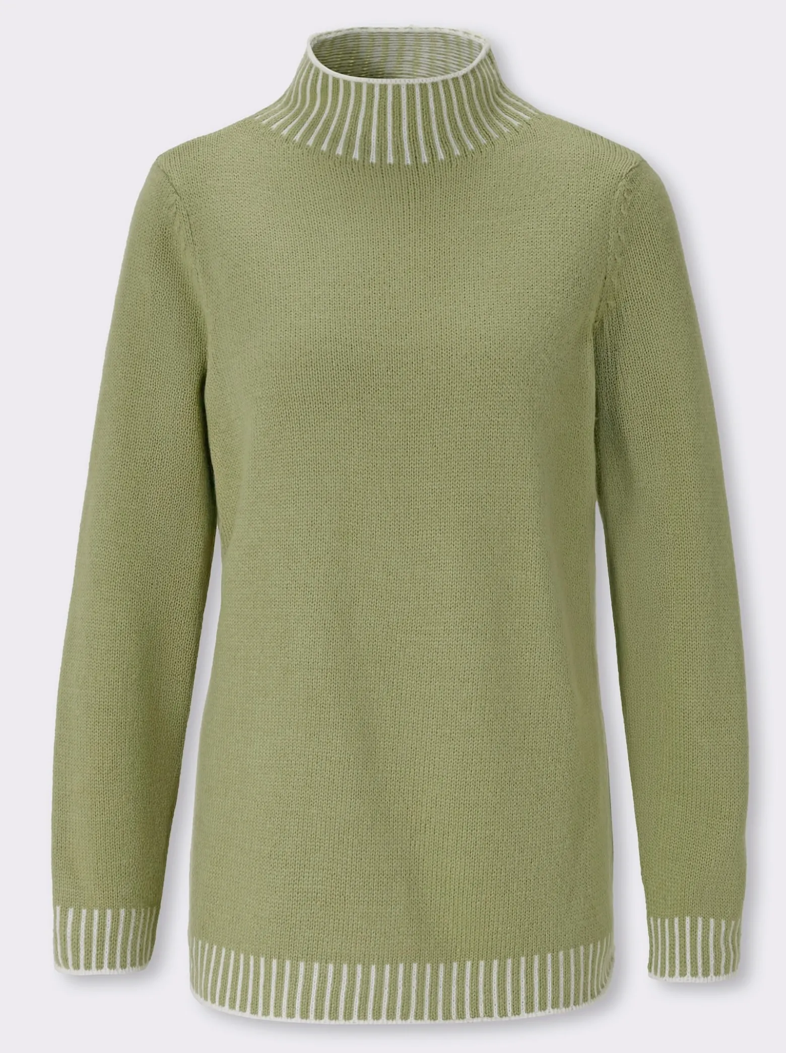 Stehkragenpullover mit Kontrast-Details