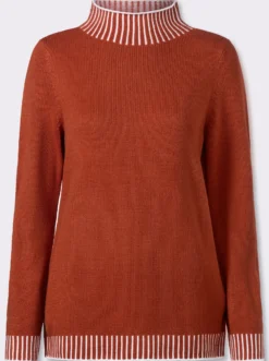 Stehkragenpullover mit Kontrast-Details