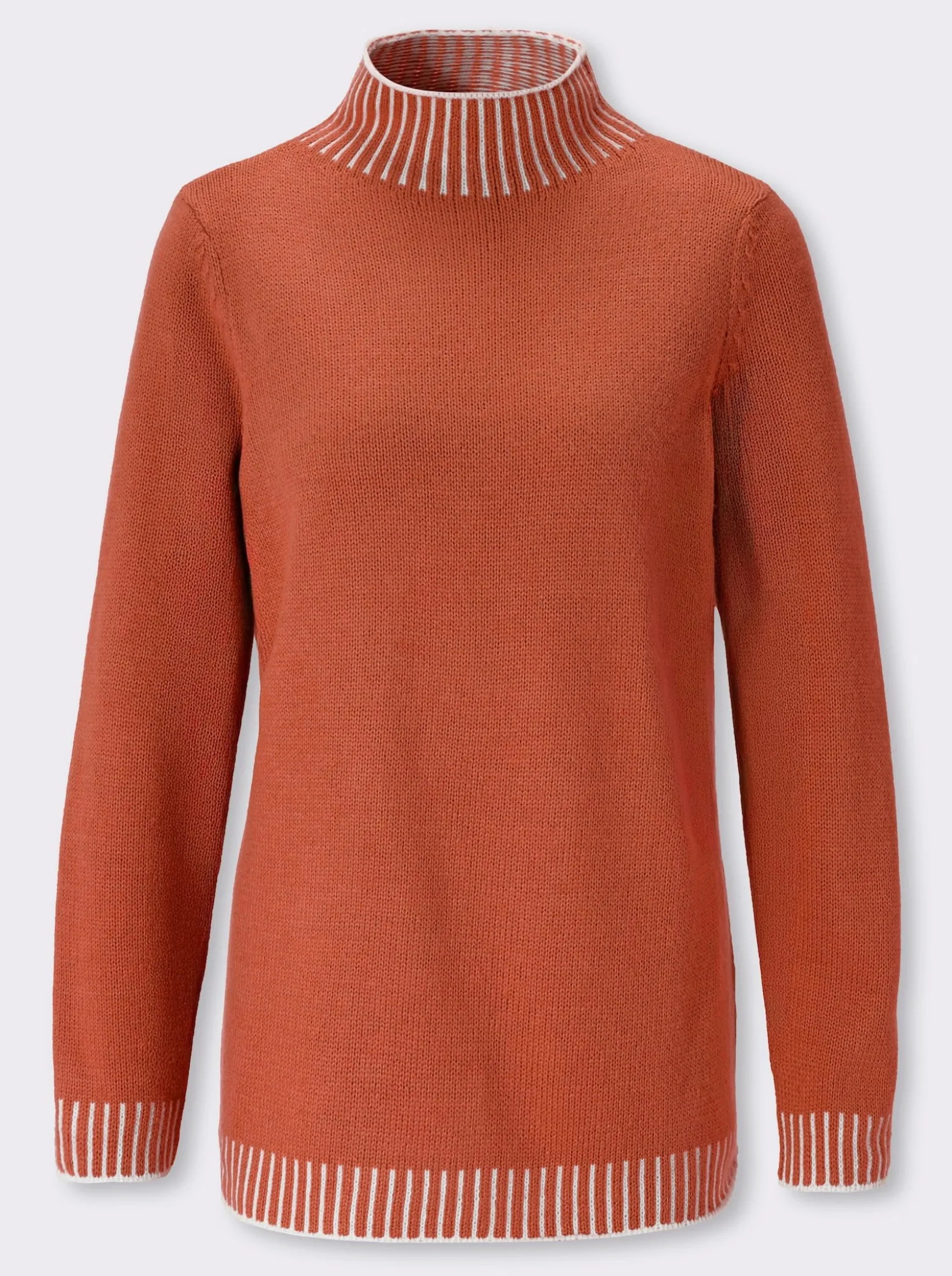 Stehkragenpullover mit Kontrast-Details