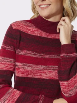Stehkragenpullover mit Melange-Streifenmuster