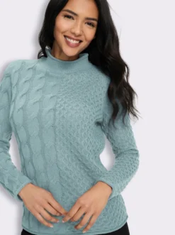 Stehkragenpullover mit Mustermix